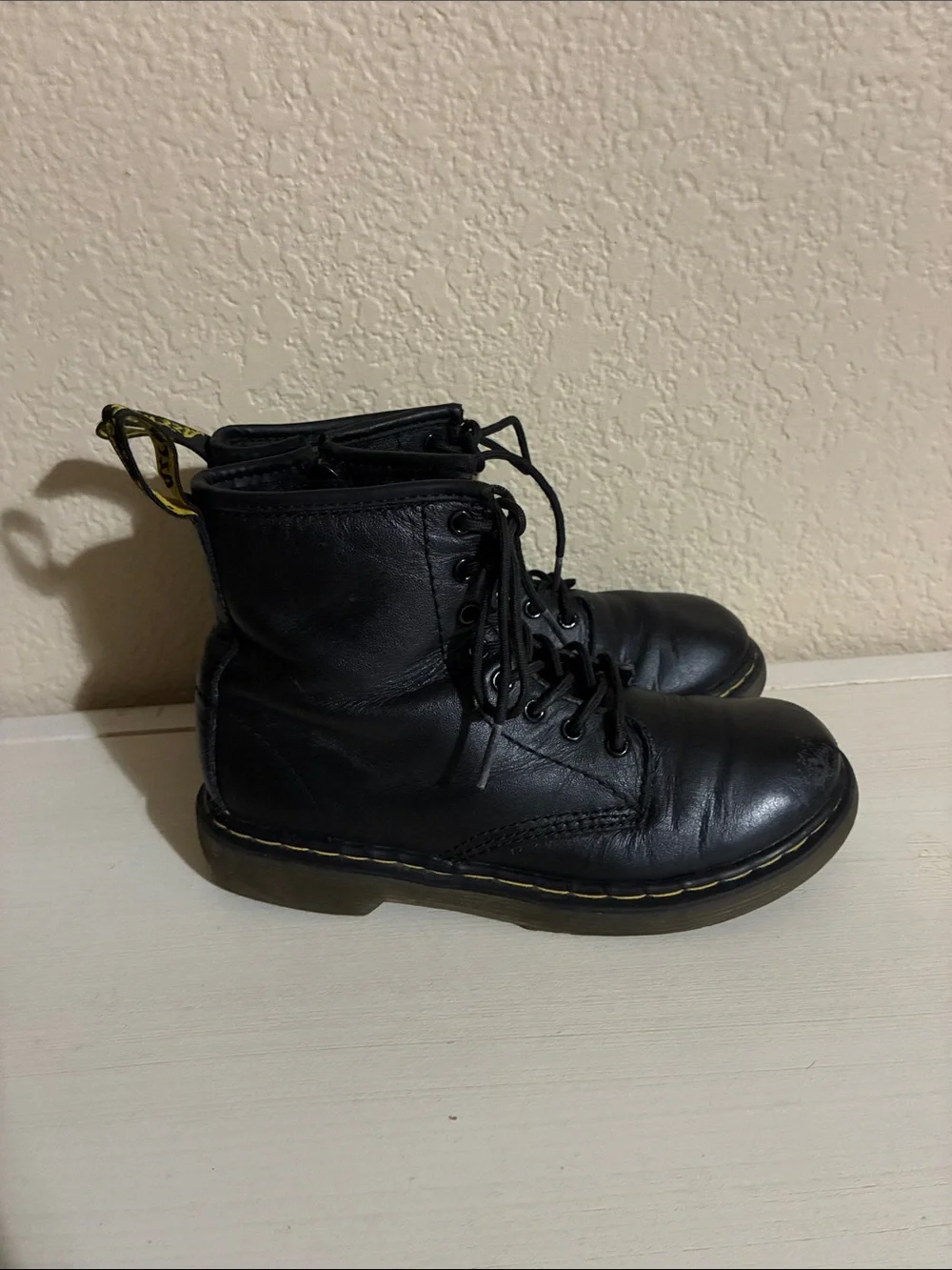 Dr. Martens Black Leather Lace-Up Ankle Boots with inner zippers size 2